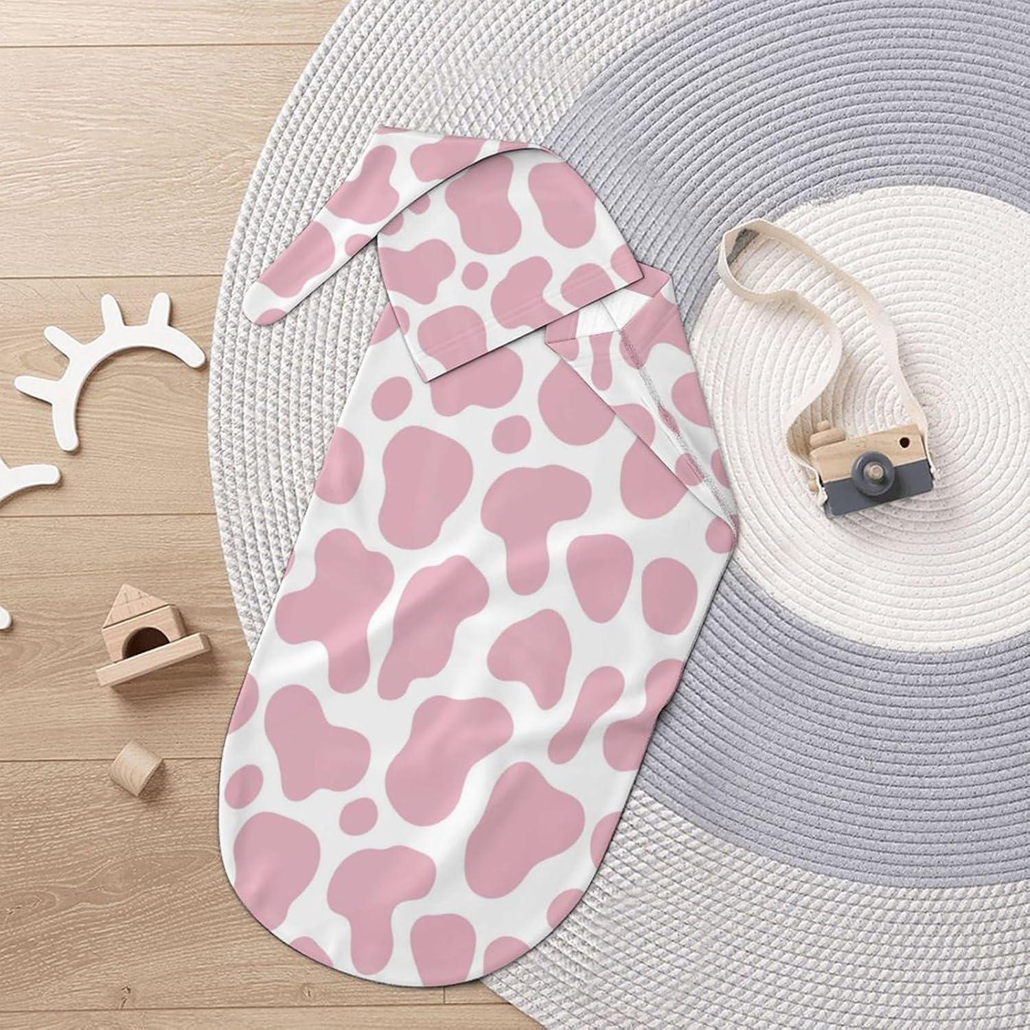 Manta de Envoltura para Bebé Qiohoey Estampado Vaca Rosa