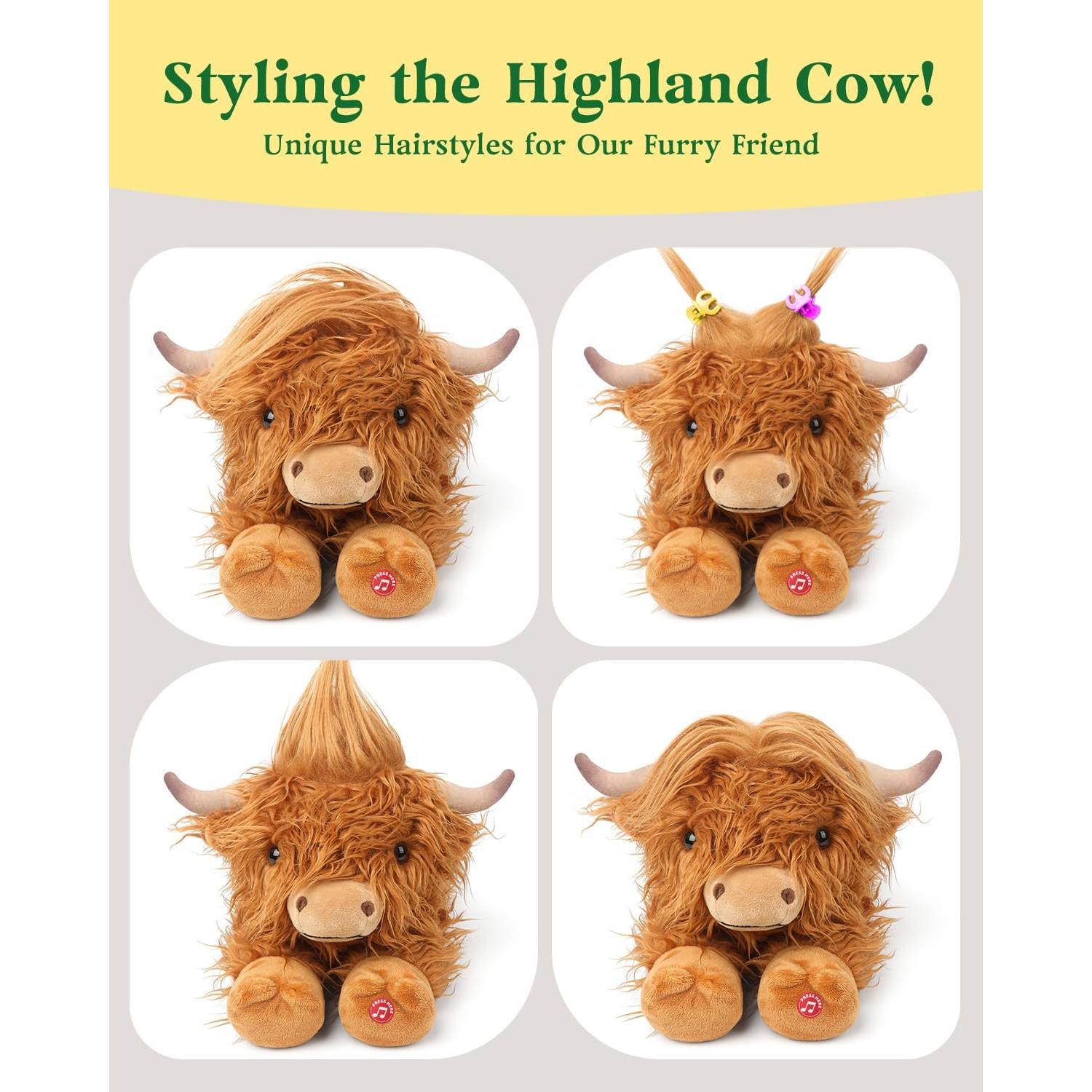 Peluche Vaca de las Tierras Altas Cuckool 38 cm con Sonido