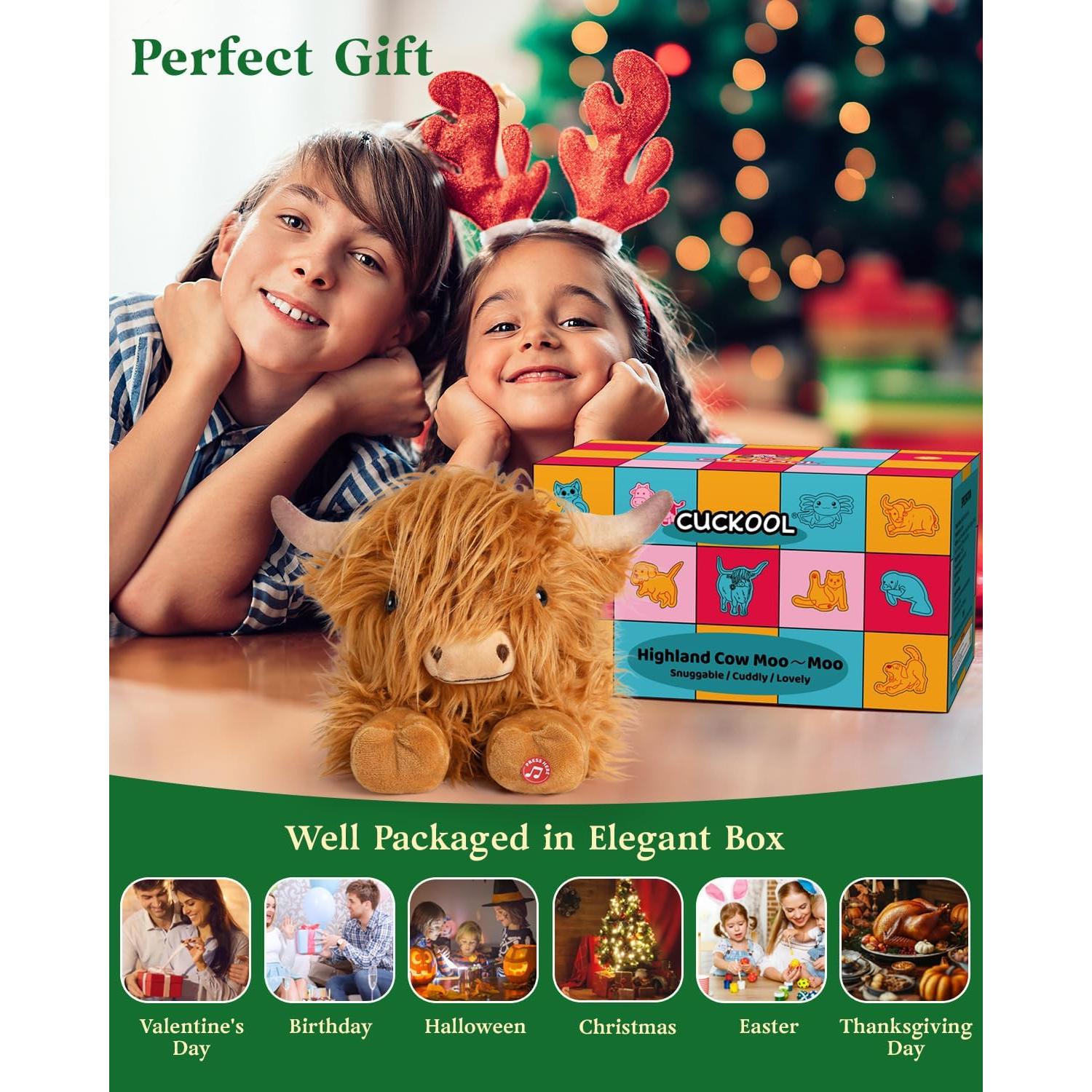 Peluche Vaca de las Tierras Altas Cuckool 38 cm con Sonido