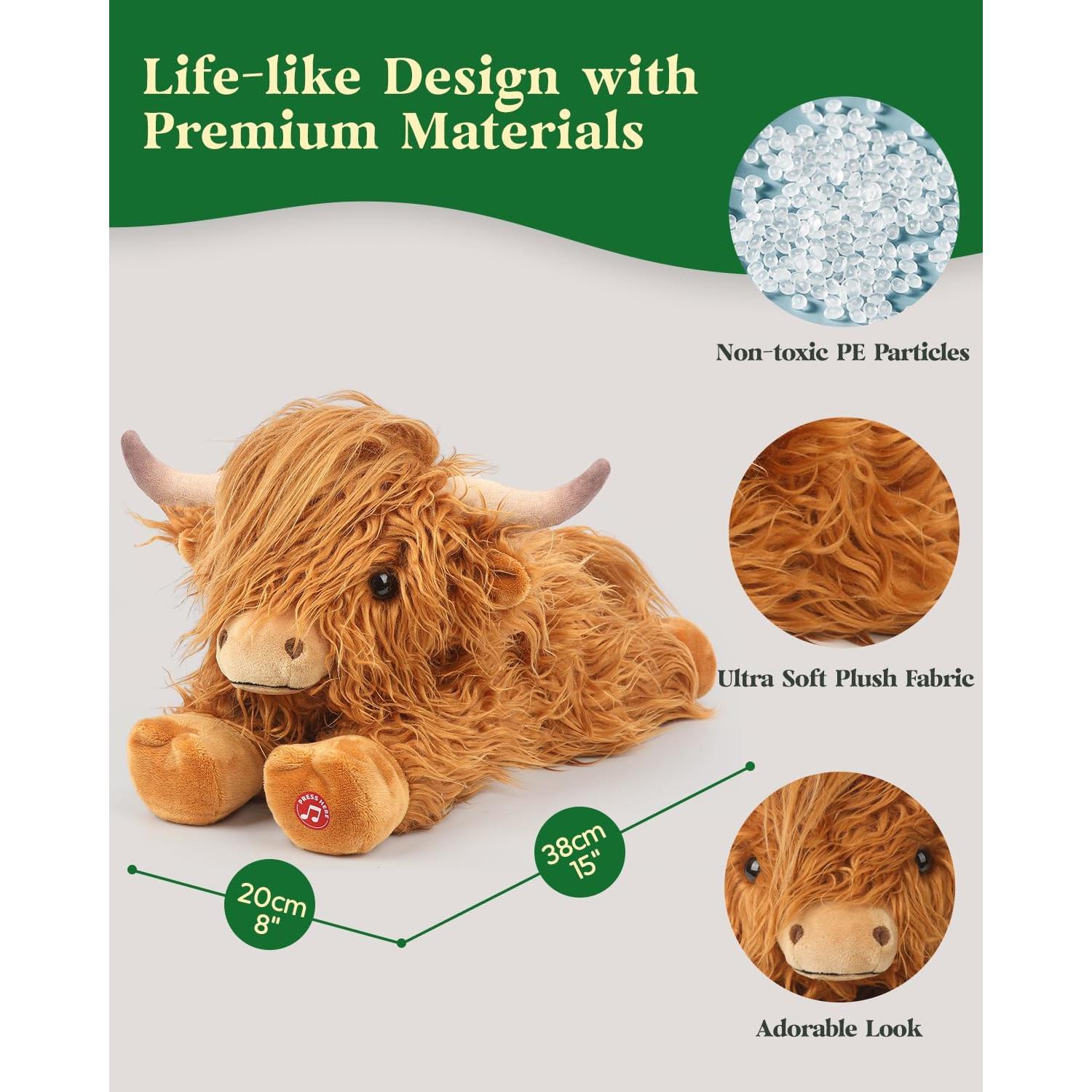 Peluche Vaca de las Tierras Altas Cuckool 38 cm con Sonido