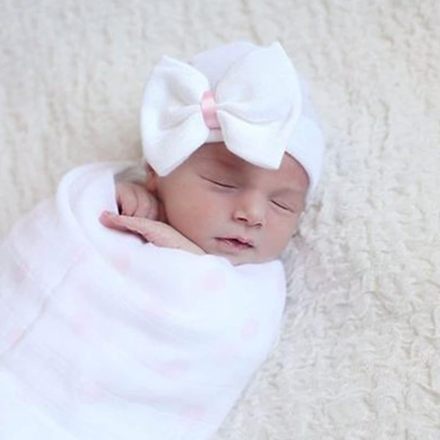 Gorros para Bebé Niña Recién Nacida AQOKKA - Algodón Suave 0-3 Meses