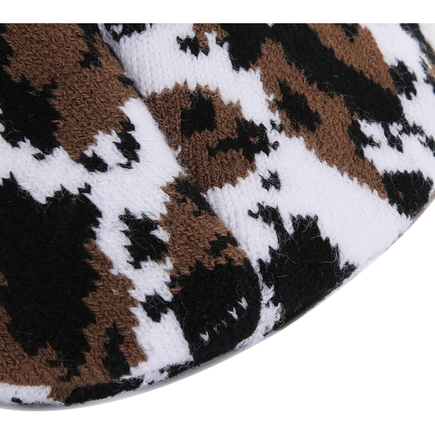 Gorro Unisex con Estampado de Vaca y Forro Polar Caliente
