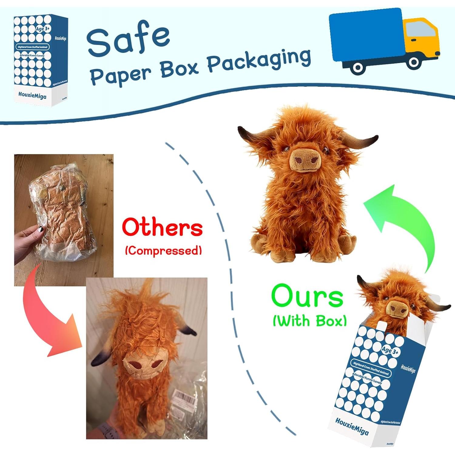 Animal de Peluche Vaca de las Tierras Altas HouxieMiga 26.7 cm