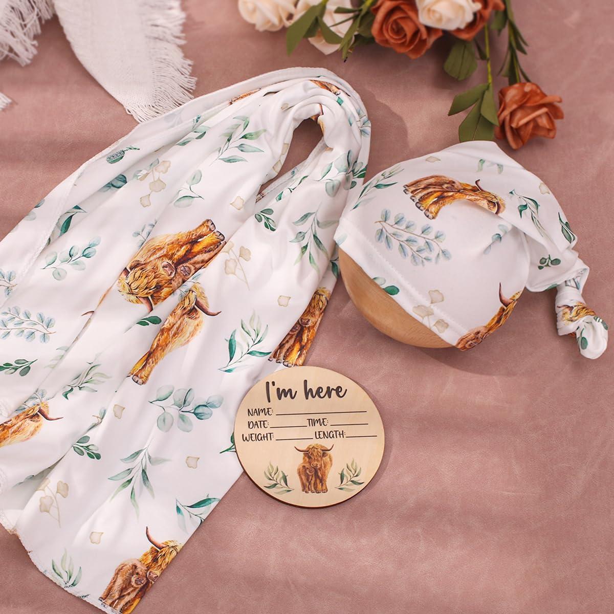 Manta de Envolver Ylsteed Bebé Vaca 81x81 cm Suave y Transpirable