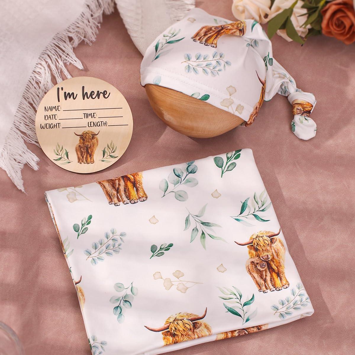 Manta de Envolver Ylsteed Bebé Vaca 81x81 cm Suave y Transpirable