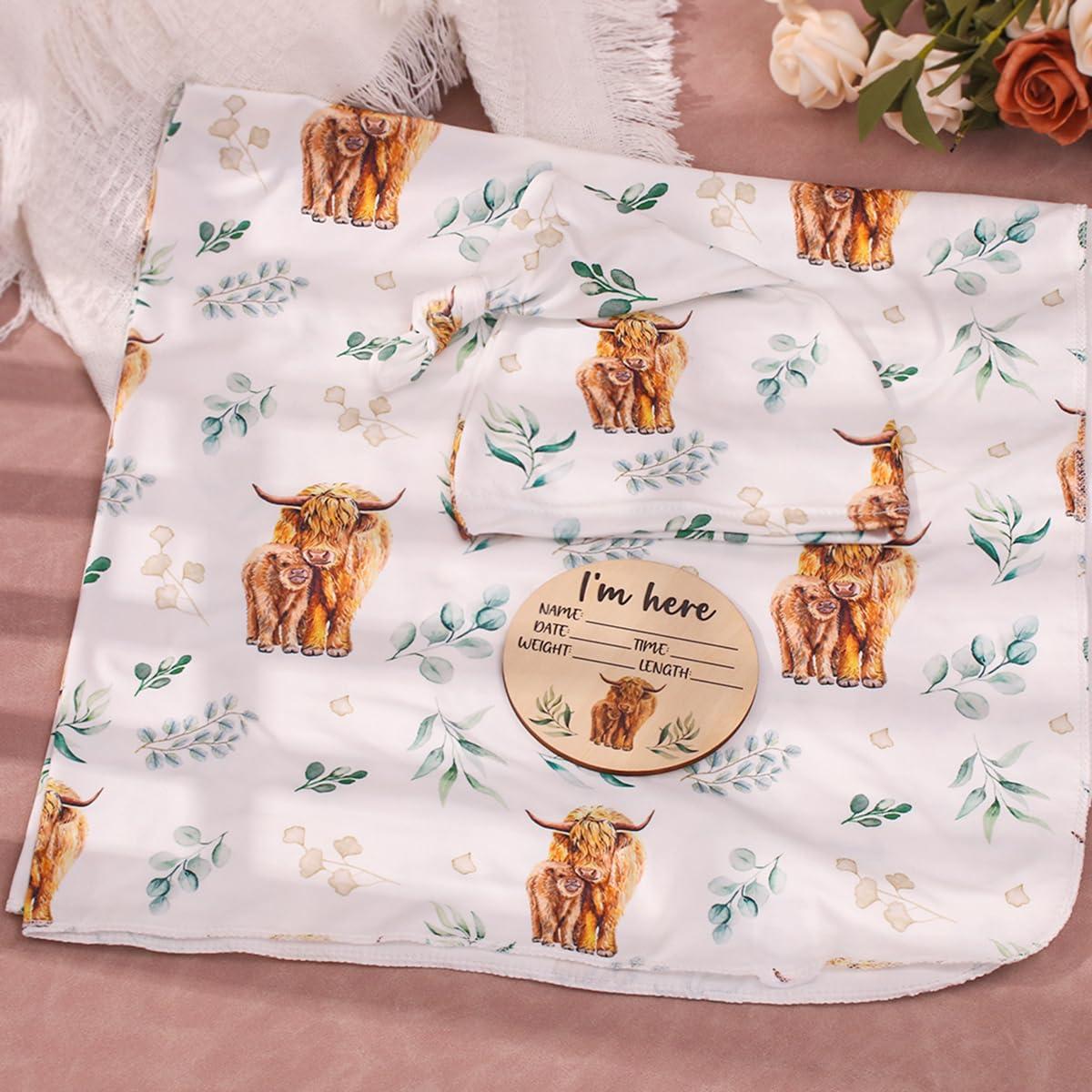 Manta de Envolver Ylsteed Bebé Vaca 81x81 cm Suave y Transpirable