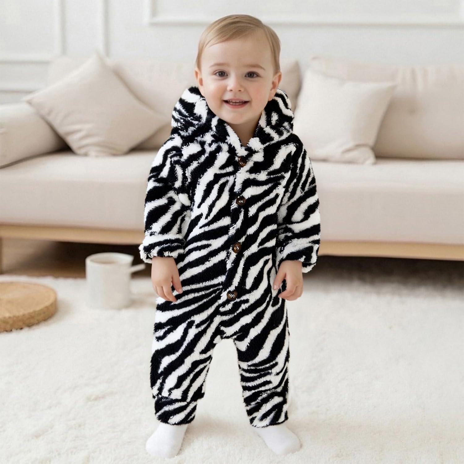 Mono de Felpa para Recién Nacidos Niños Niñas 6-9 Meses Cebra