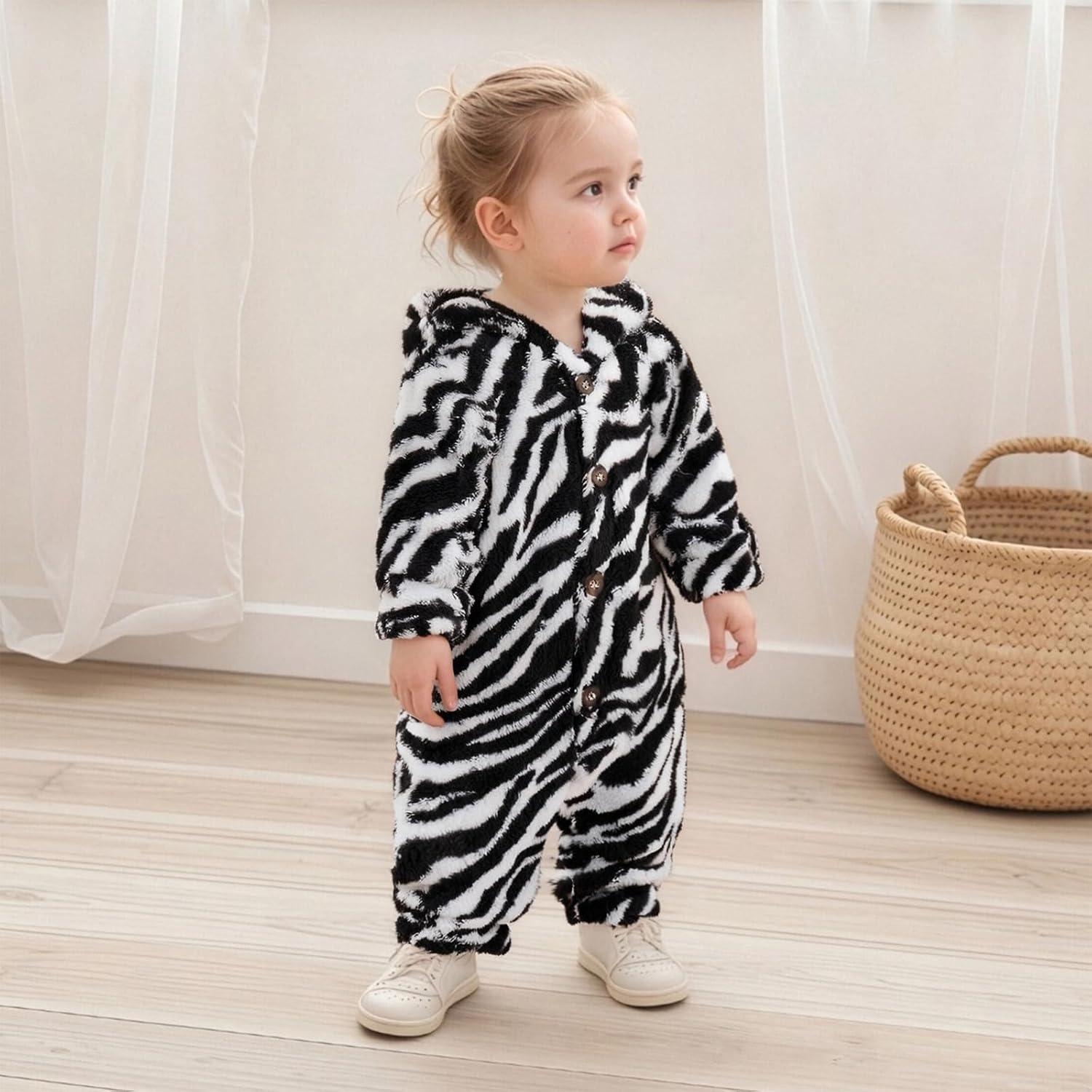 Mono de Felpa para Recién Nacidos Niños Niñas 6-9 Meses Cebra