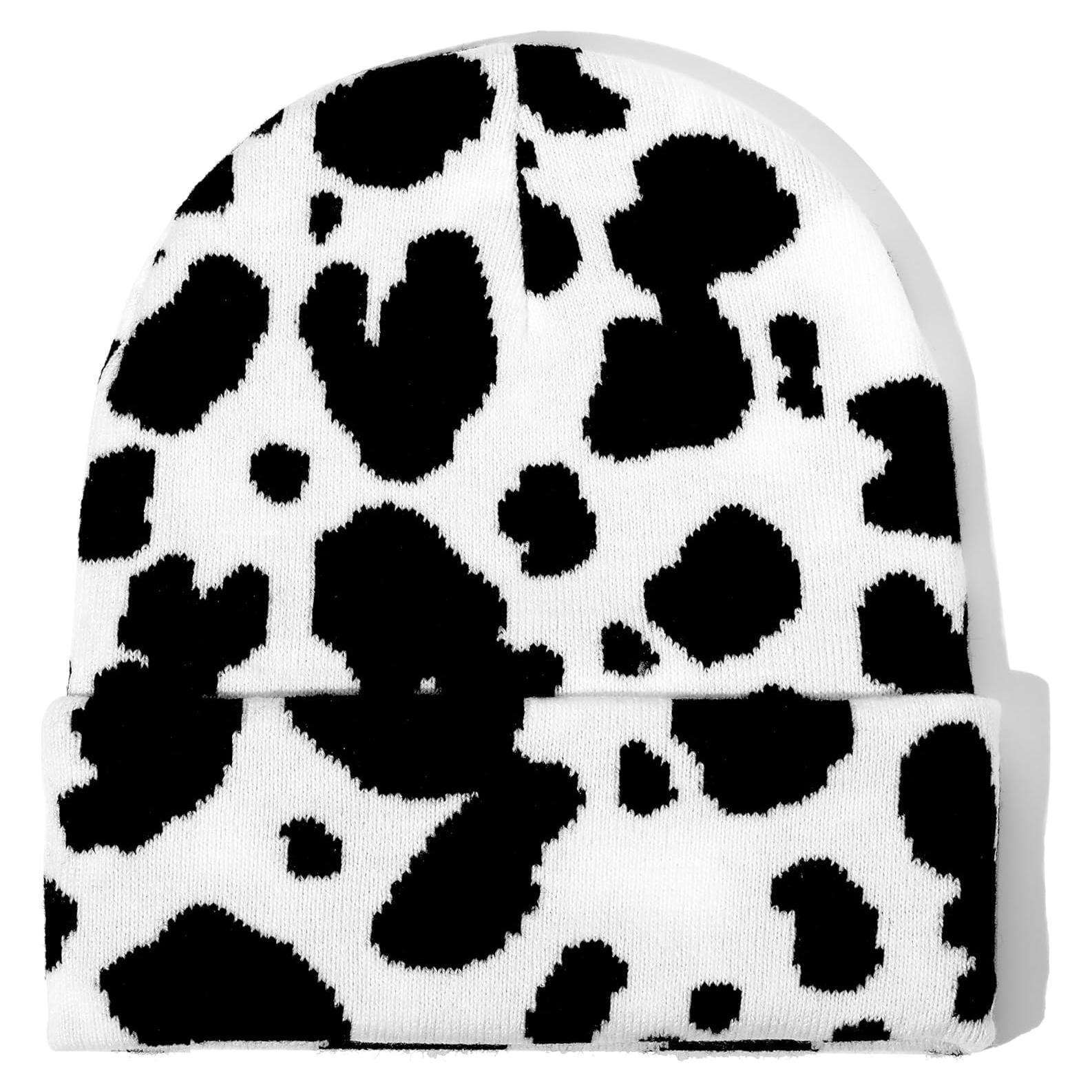 Gorro Beanie Unisex Estampado de Vaca - Acrílico Suave 55-62cm