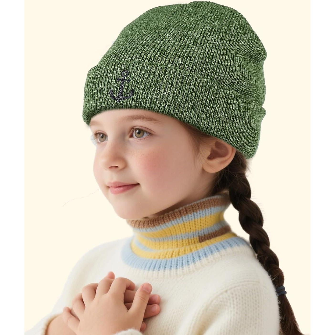 Gorro Beanie de Invierno para Bebé 0-6 Meses Ancla Verde
