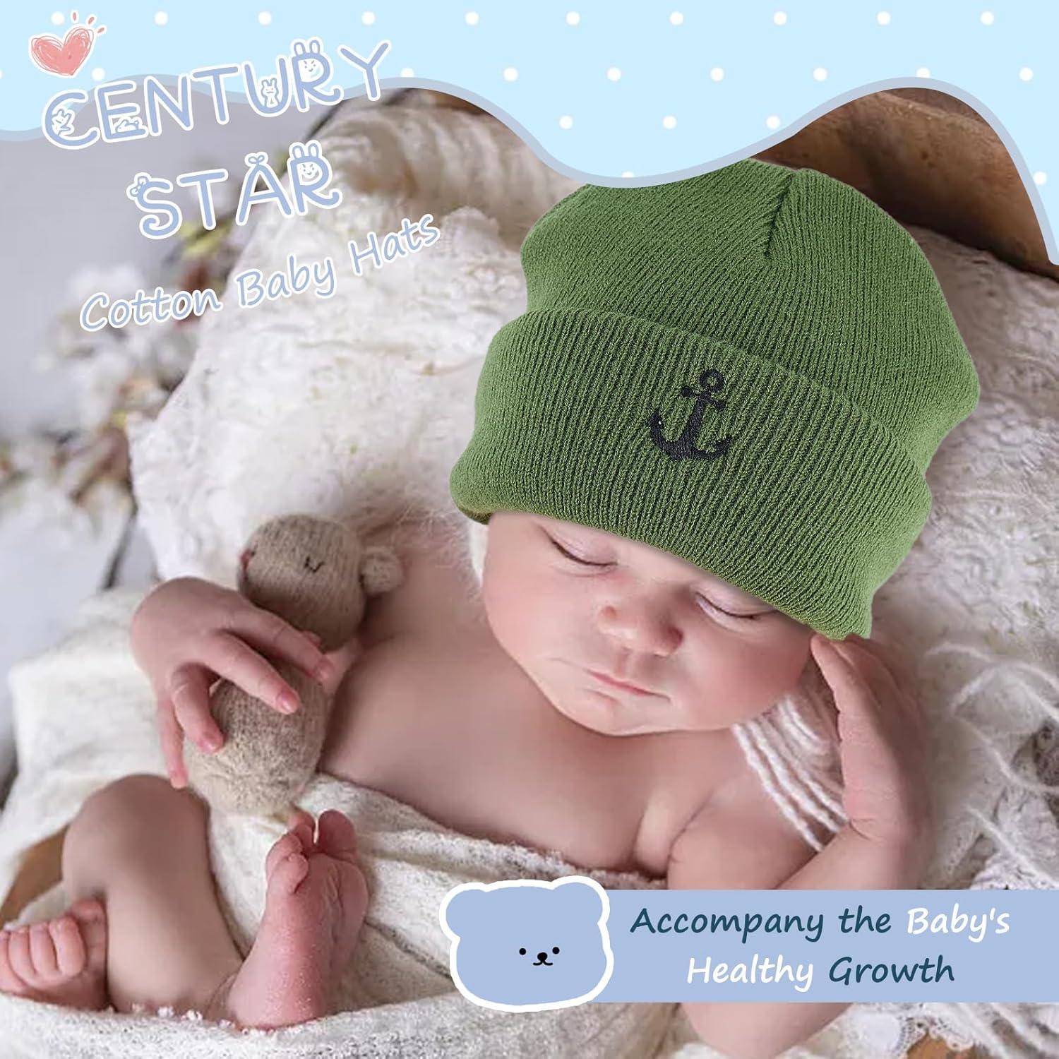 Gorro Beanie de Invierno para Bebé 0-6 Meses Ancla Verde