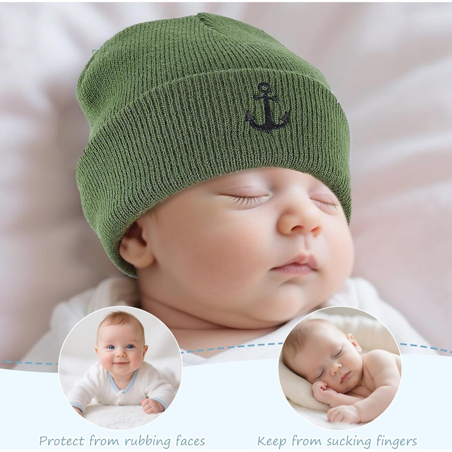 Gorro Beanie de Invierno para Bebé 0-6 Meses Ancla Verde