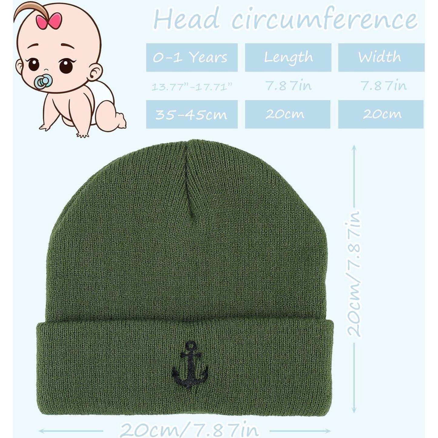 Gorro Beanie de Invierno para Bebé 0-6 Meses Ancla Verde