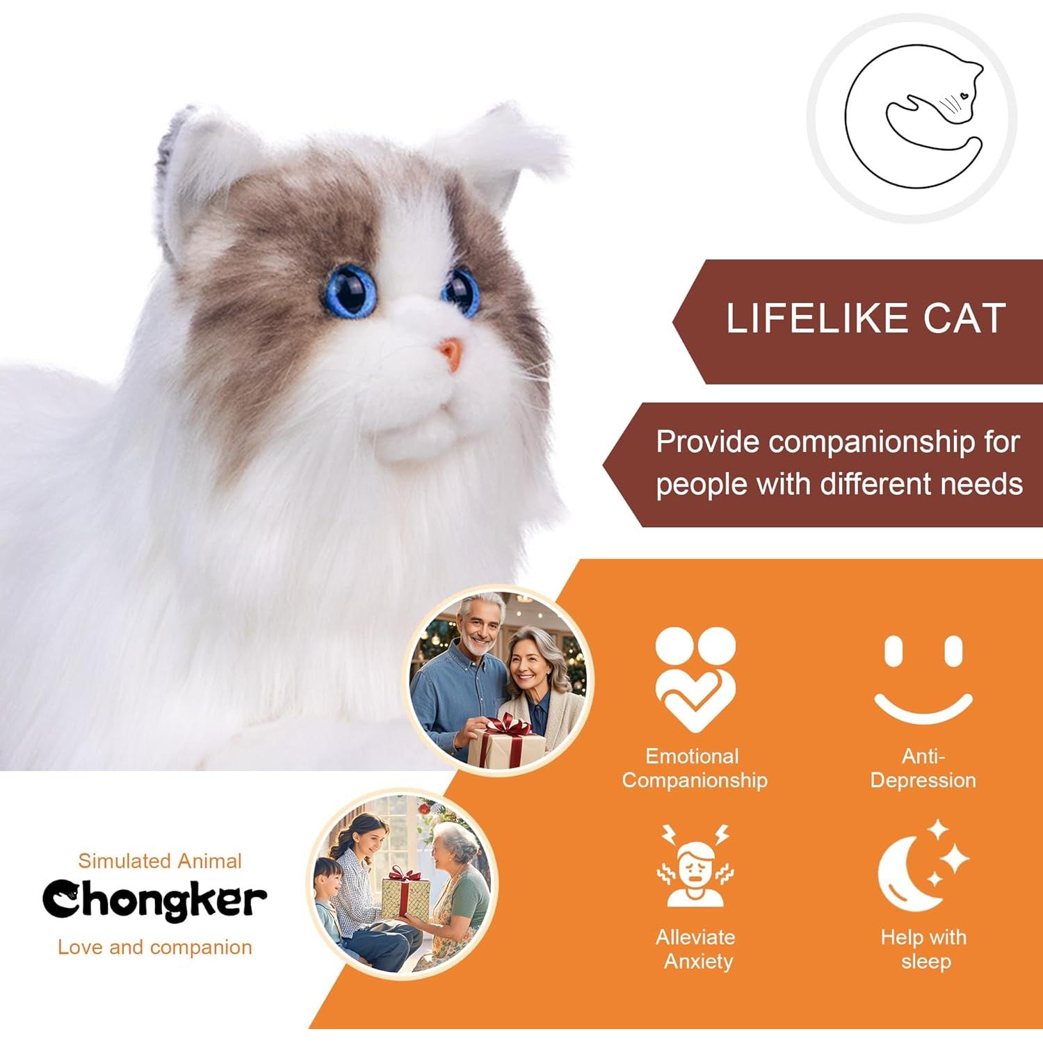 Gato de Peluche Realista Chongker Ragdoll 40 cm Hecho a Mano