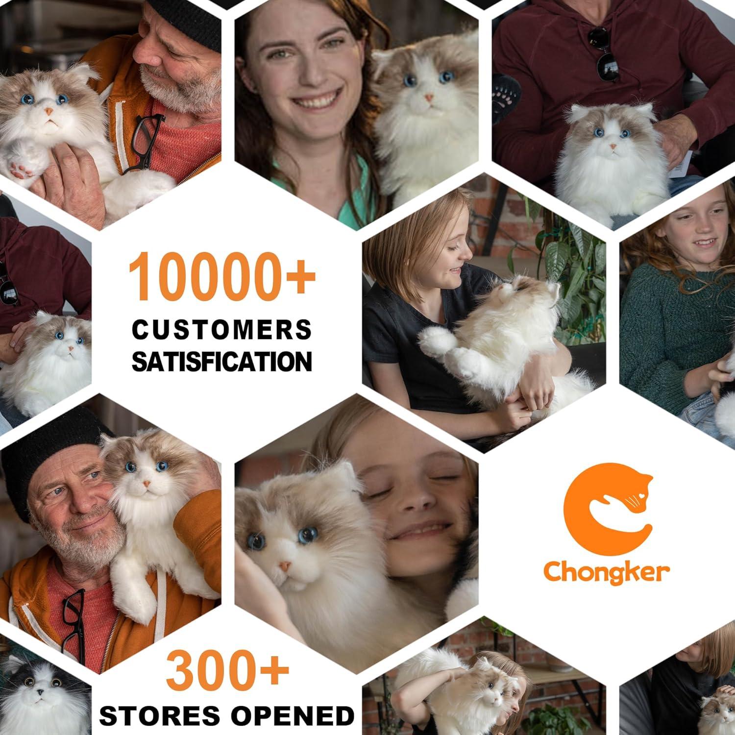 Gato de Peluche Realista Chongker Ragdoll 40 cm Hecho a Mano