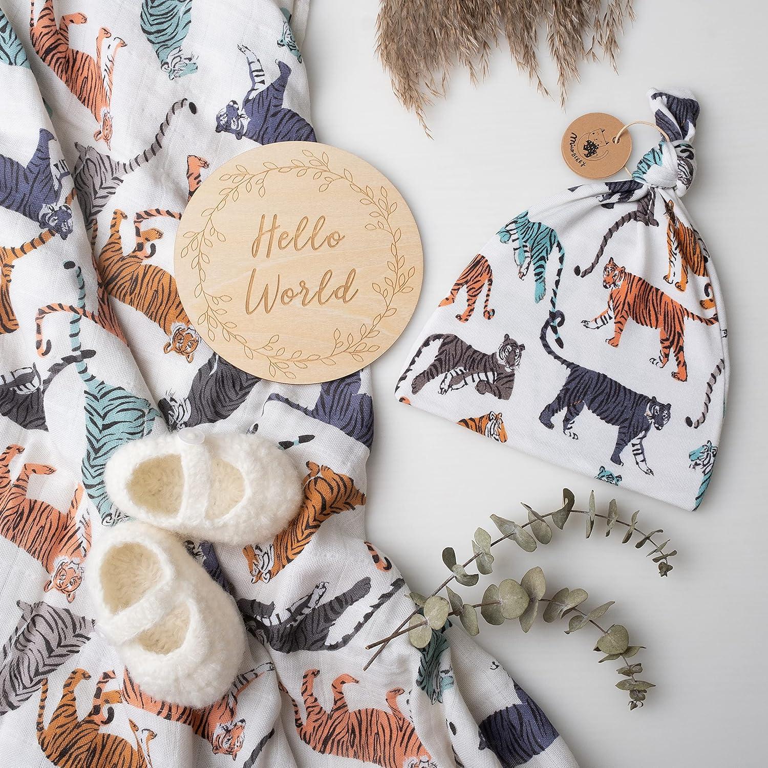 Manta de Muselina 100% Algodón Orgánico Miaoberry Tigre Crema