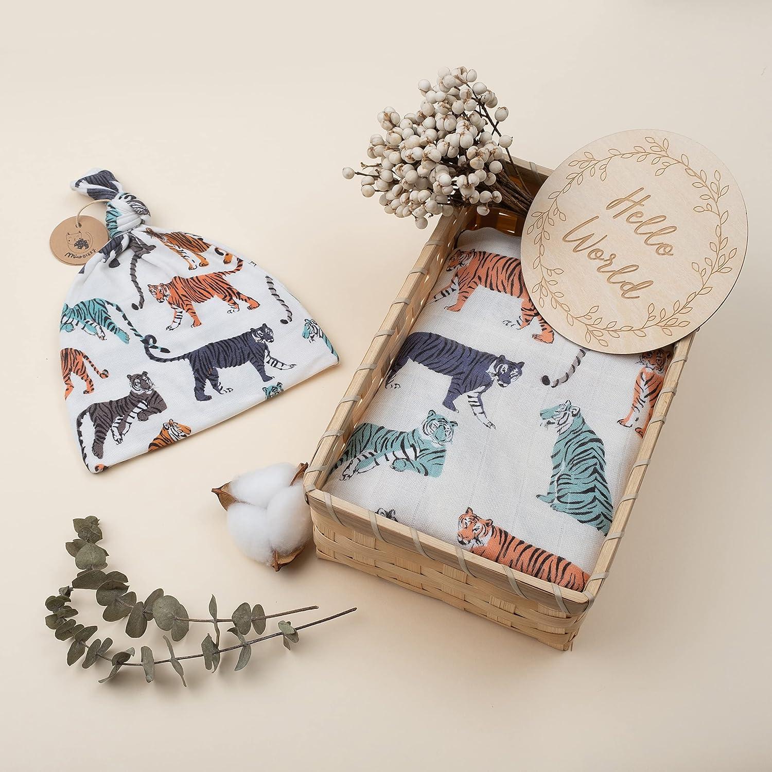 Manta de Muselina 100% Algodón Orgánico Miaoberry Tigre Crema