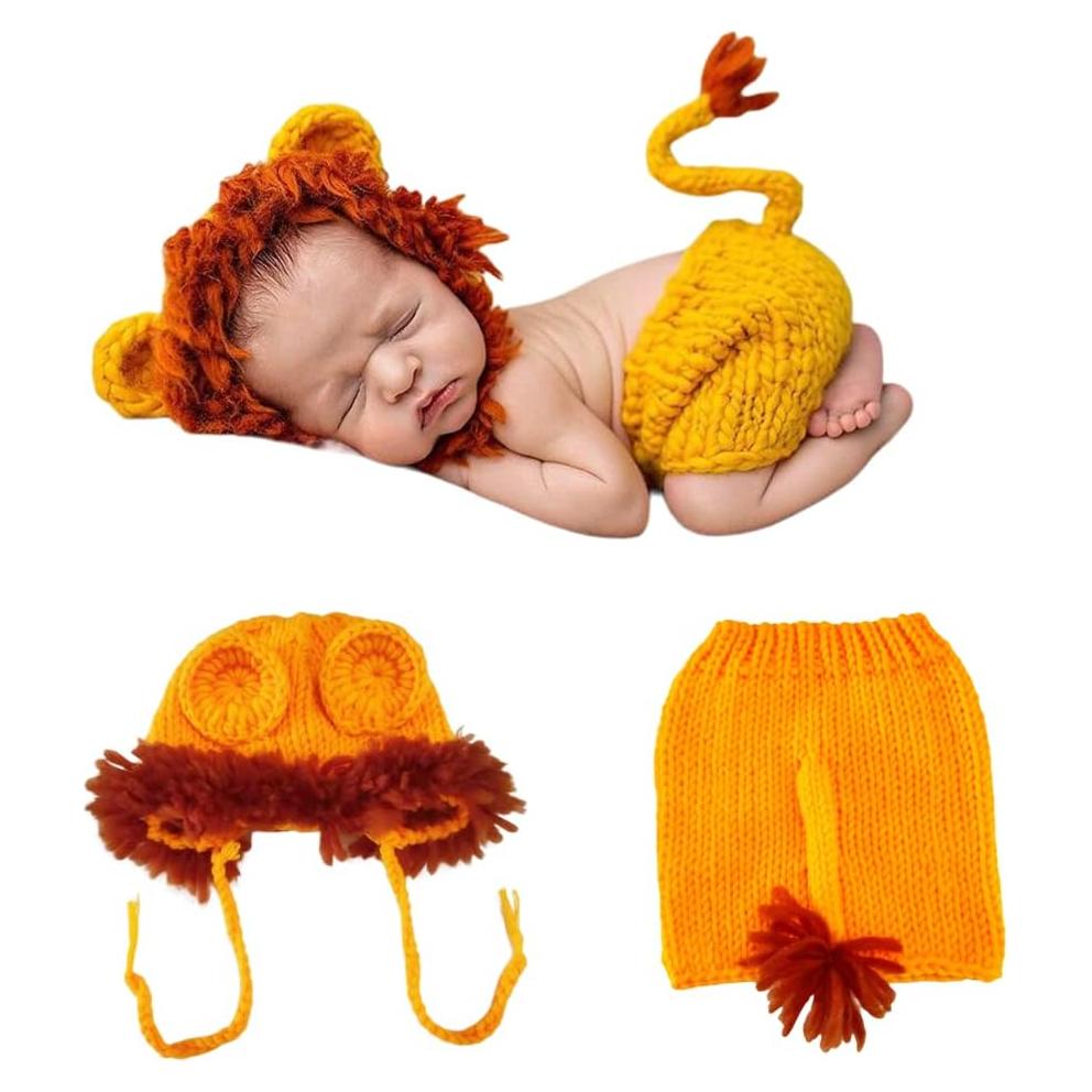 Conjunto de Fotografía para Bebés BxuanW Ganchillo León 0-3 meses