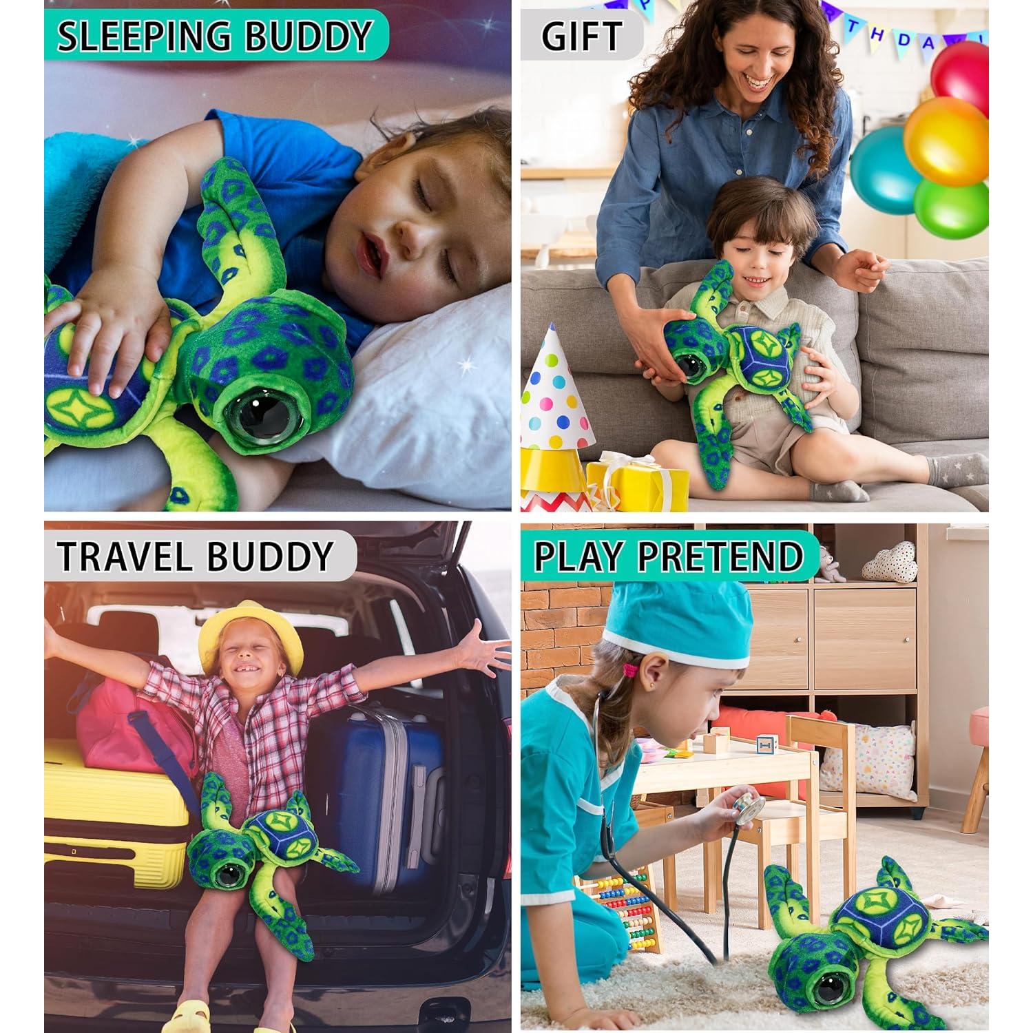 Peluche Tortuga Marina Verde DolliBu 25.4 cm Suave y Realista