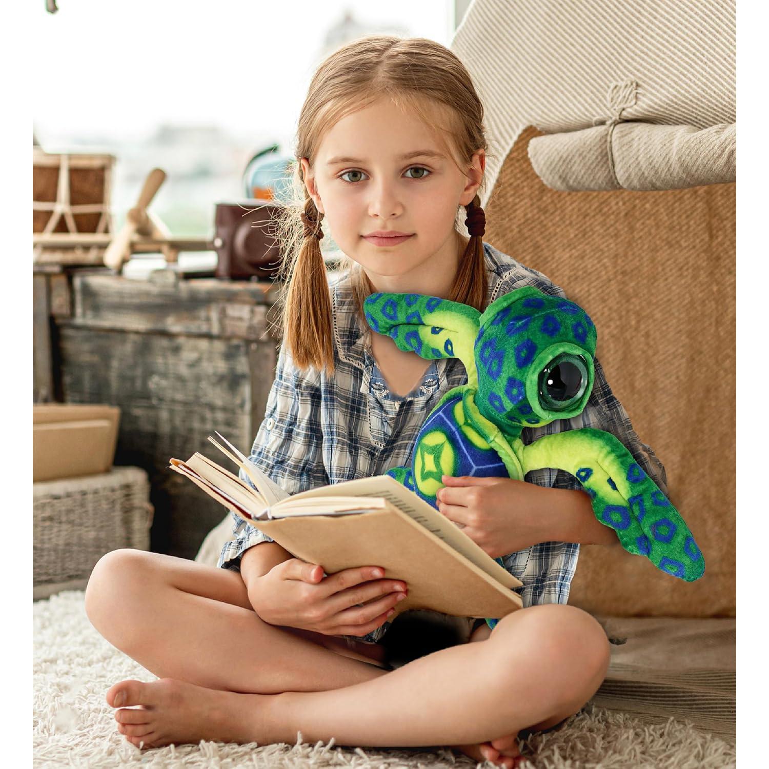 Peluche Tortuga Marina Verde DolliBu 25.4 cm Suave y Realista