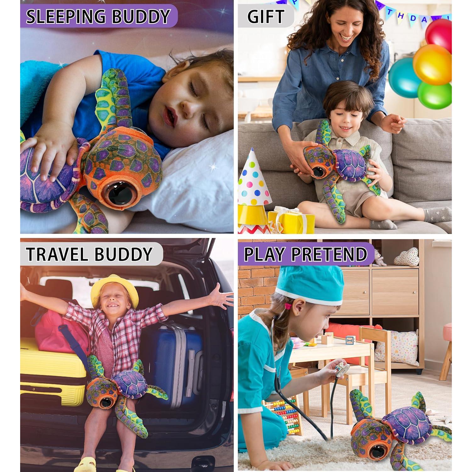 Peluche Tortuga Marina Colorida DolliBu 25.4 cm Suave