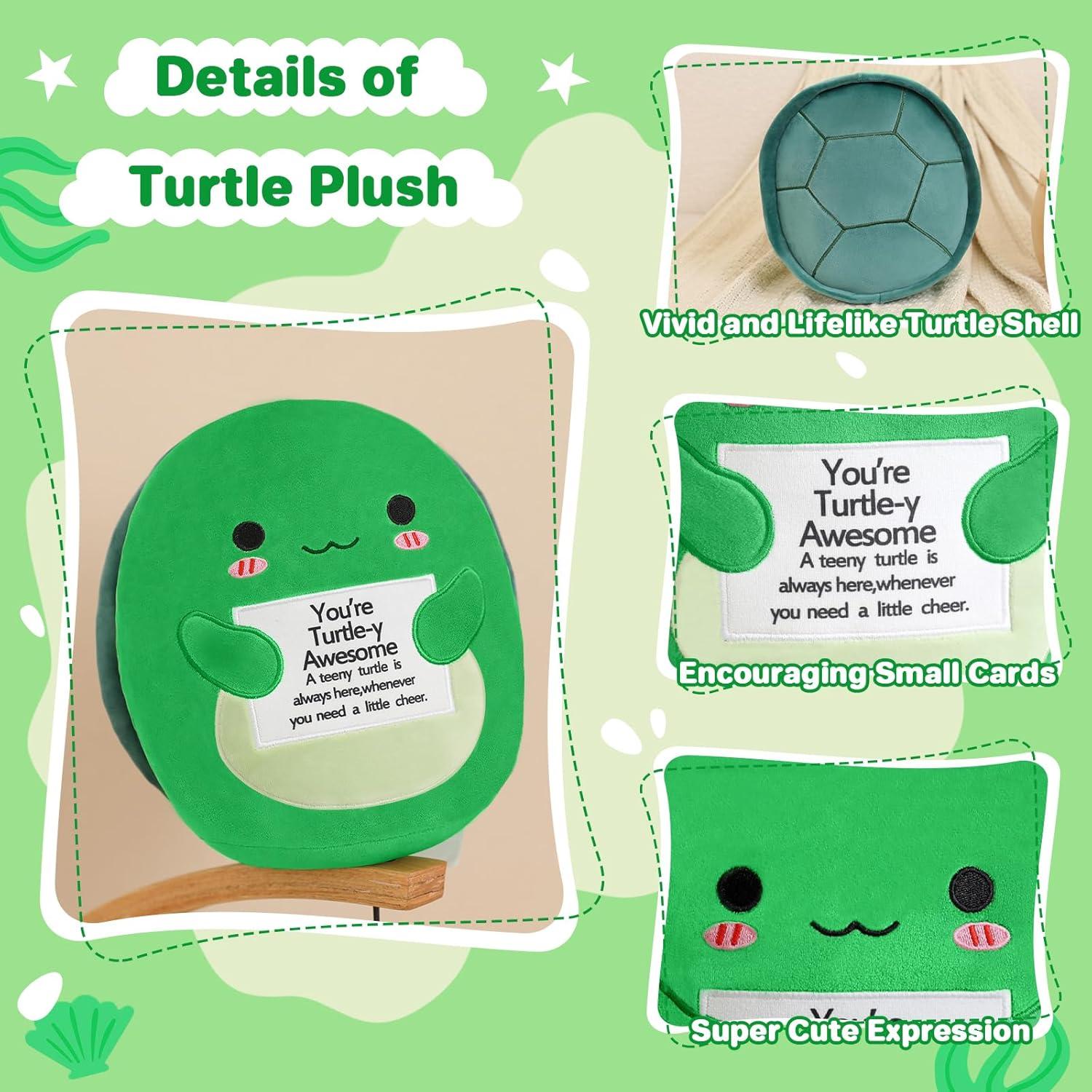 Tortuga de Peluche SQEQE con Tarjeta Motivacional 25 cm