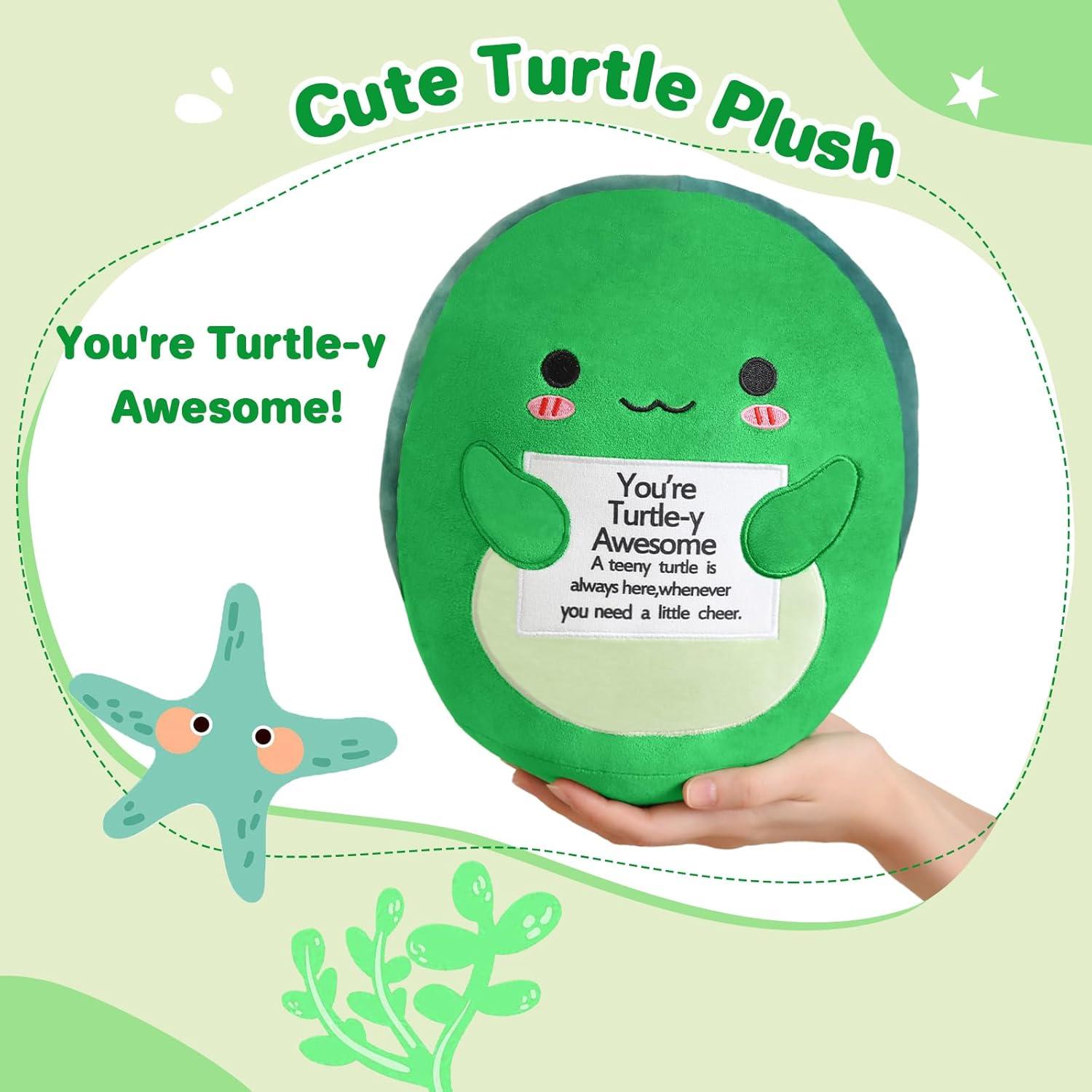 Tortuga de Peluche SQEQE con Tarjeta Motivacional 25 cm