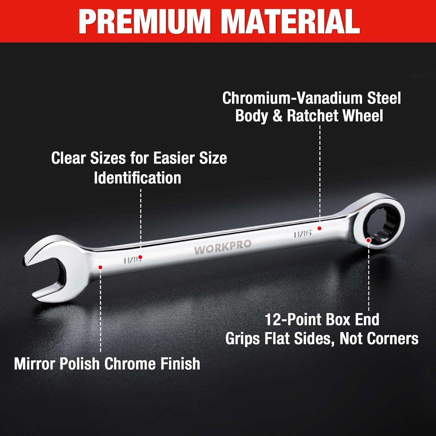 Juego de Llaves Combinadas WORKPRO 7 Piezas Acero CR-V