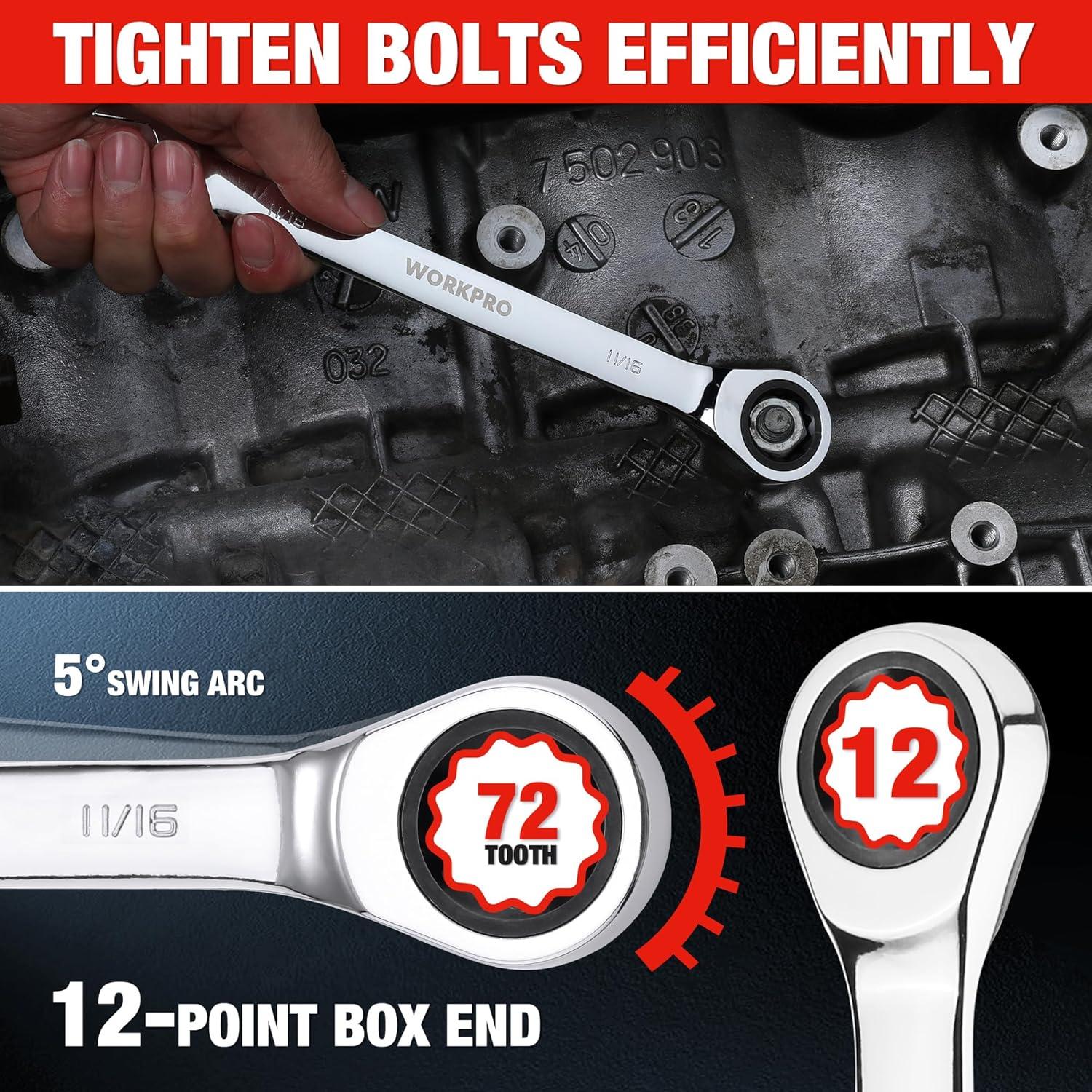 Juego de Llaves Combinadas WORKPRO 7 Piezas Acero CR-V