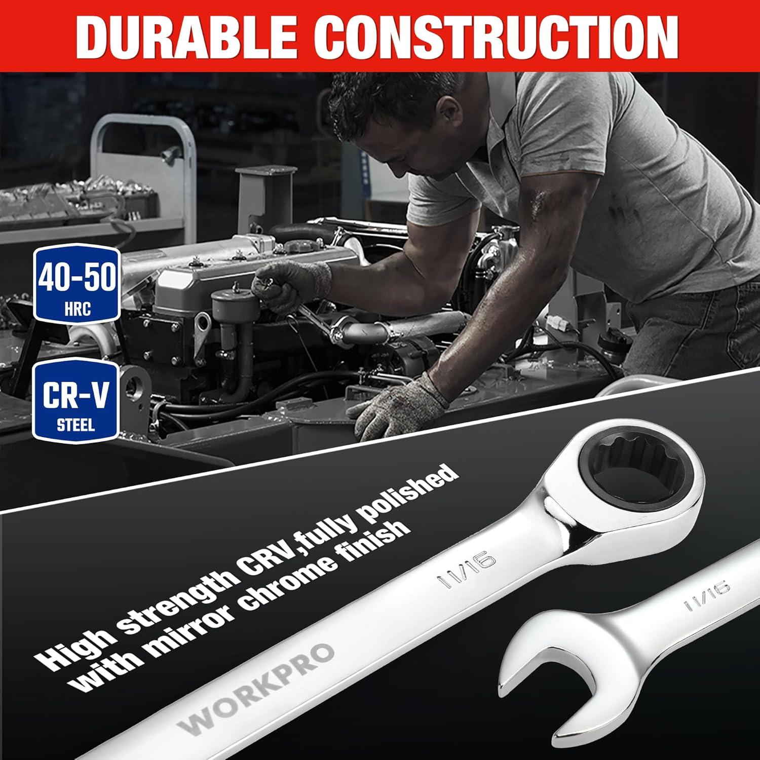 Juego de Llaves Combinadas WORKPRO 7 Piezas Acero CR-V