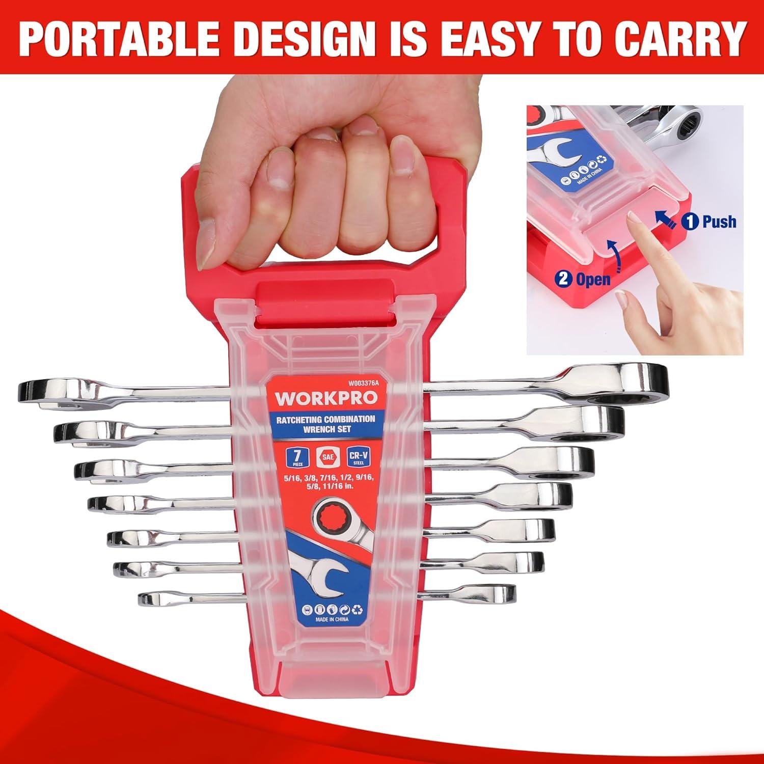Juego de Llaves Combinadas WORKPRO 7 Piezas Acero CR-V