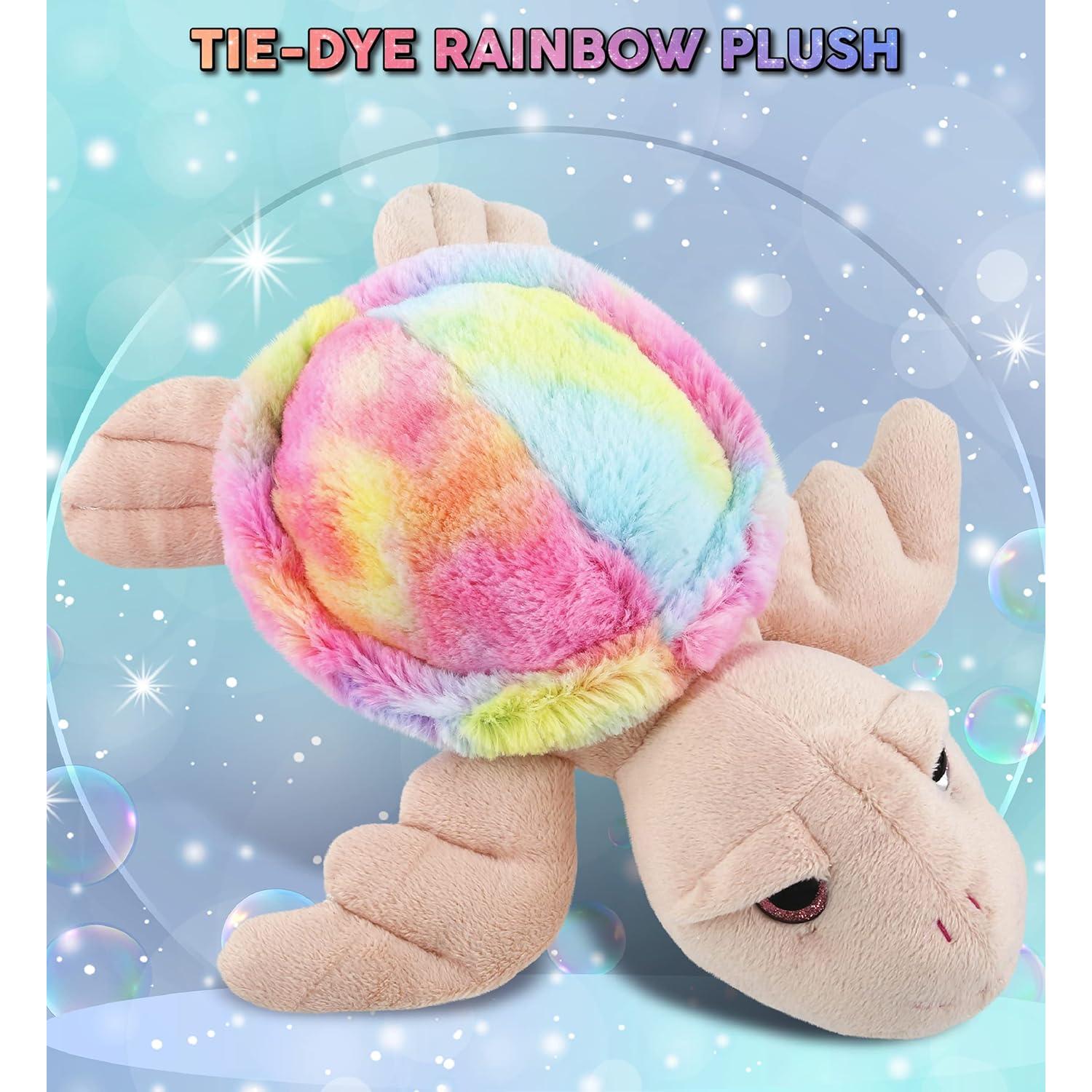 DolliBu Tortuga Marina Rosa Arcoíris 28 cm - Peluche Suave