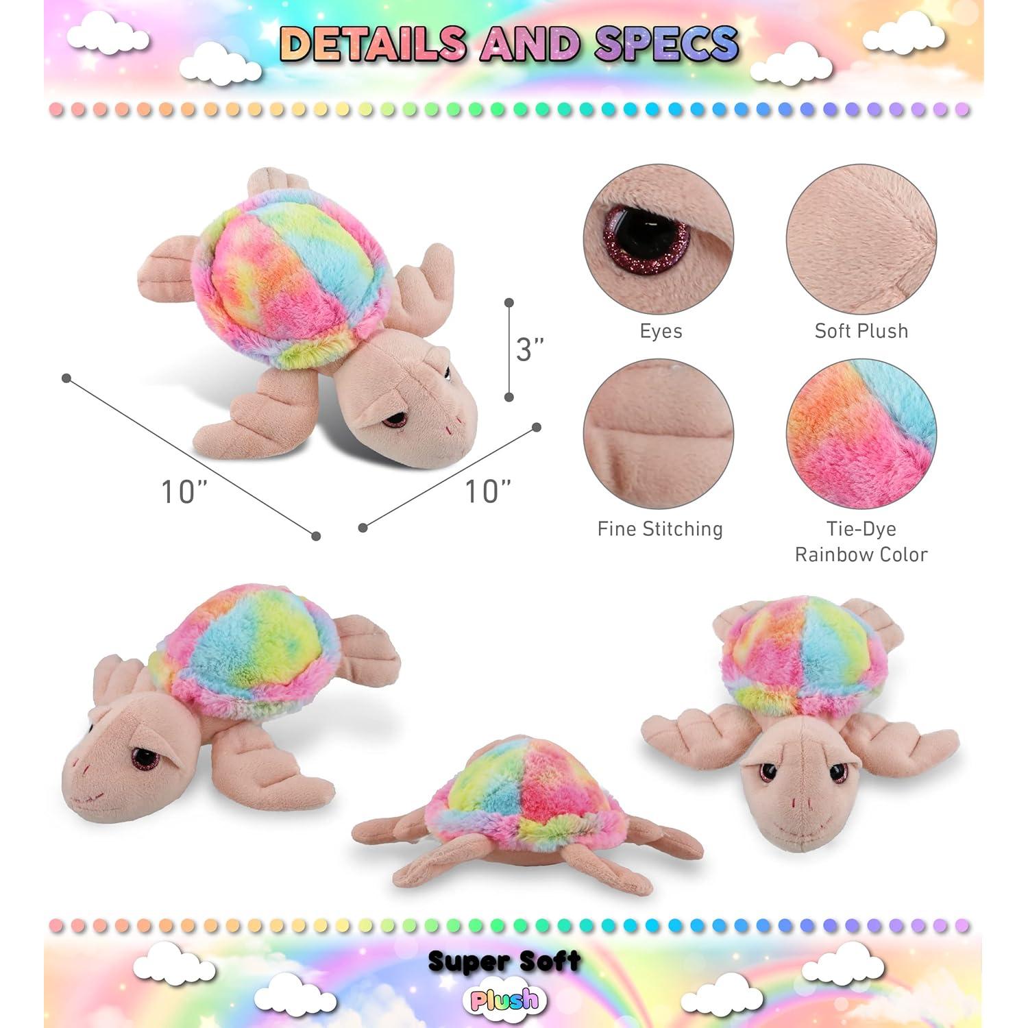 DolliBu Tortuga Marina Rosa Arcoíris 28 cm - Peluche Suave