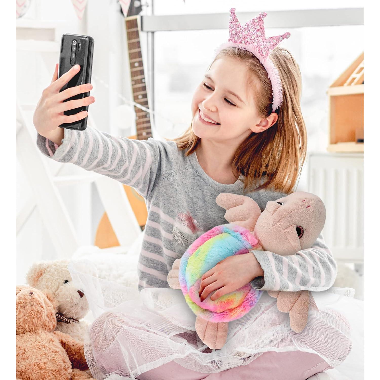 DolliBu Tortuga Marina Rosa Arcoíris 28 cm - Peluche Suave