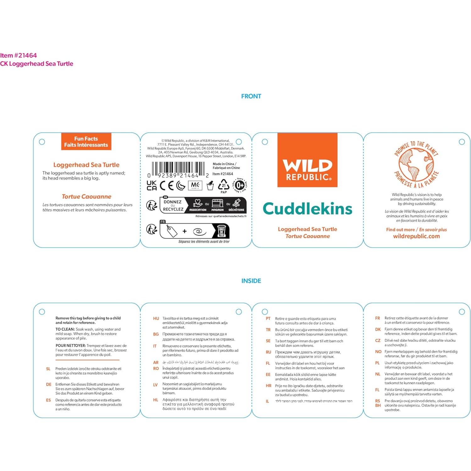 Peluche Tortuga Boba Wild Republic 38 cm Juguete Educativo