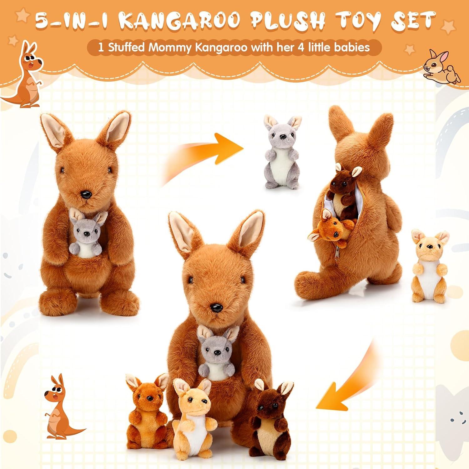 Set de 5 Animales de Peluche Canguro Arrowbash 30 cm