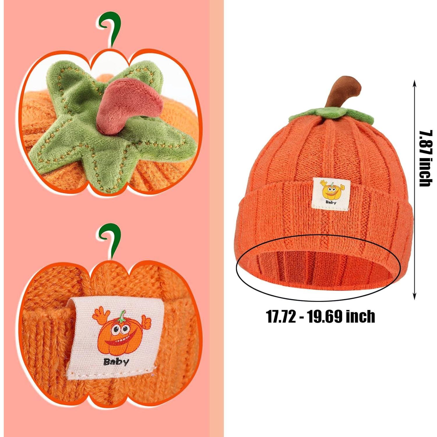 Gorro de Punto Calabaza Invierno Bebé Niños 0-4 Años