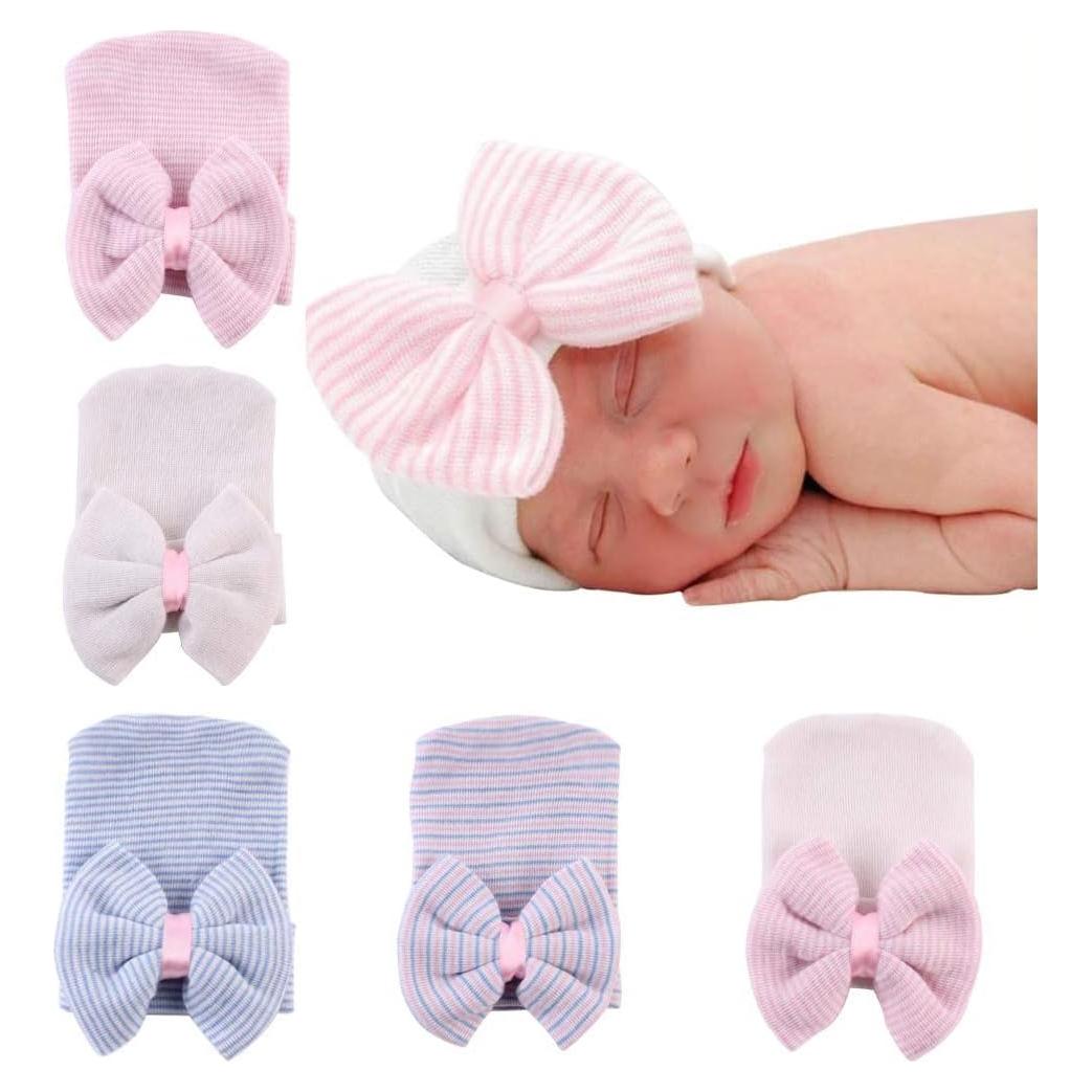 Gorro de hospital para recién nacidos con lazo - 0-6 meses