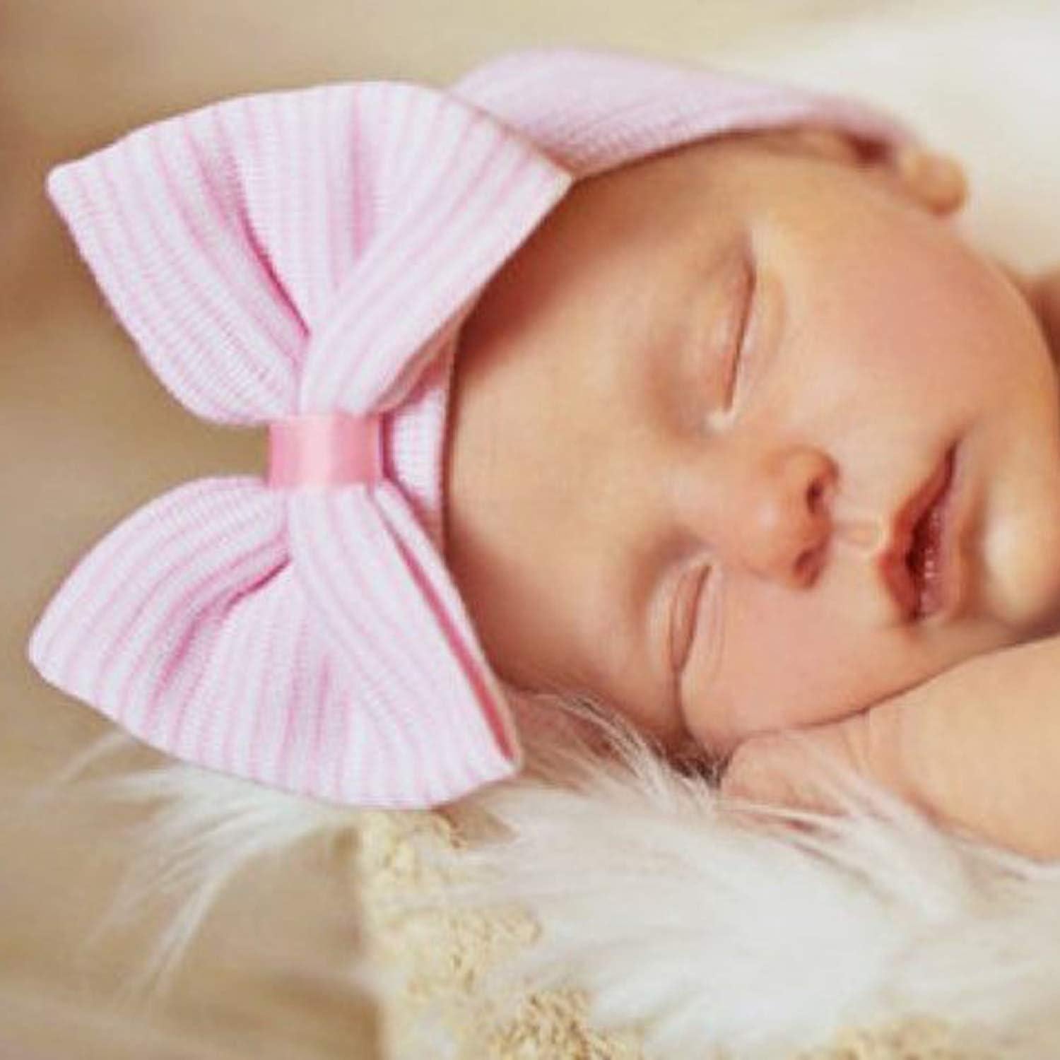 Gorros para Bebé Niña AQOKKA con Lazo Algodón Suave 0-3 Meses