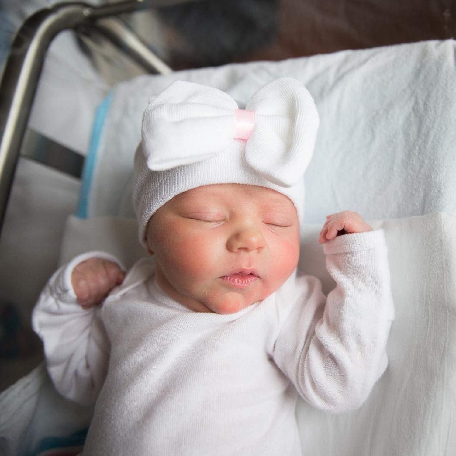 Gorros para Bebé Niña AQOKKA con Lazo Algodón Suave 0-3 Meses