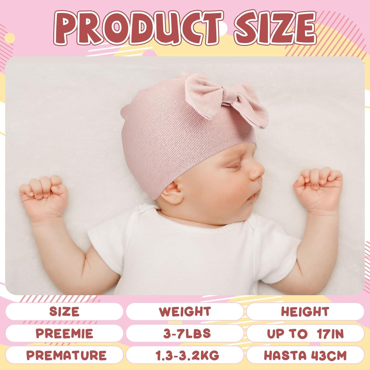 Gorros para Bebés Prematuros Cuffbow 4 Pcs Algodón Lazo