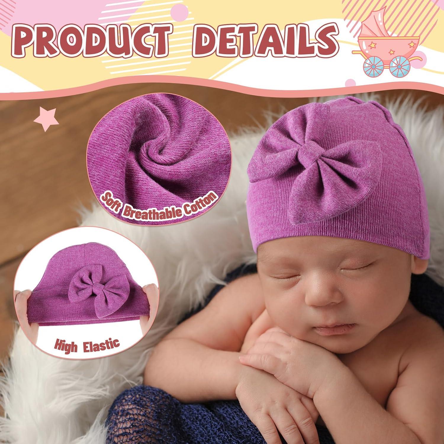 Gorros para Bebés Prematuros Cuffbow 4 Pcs Algodón Lazo