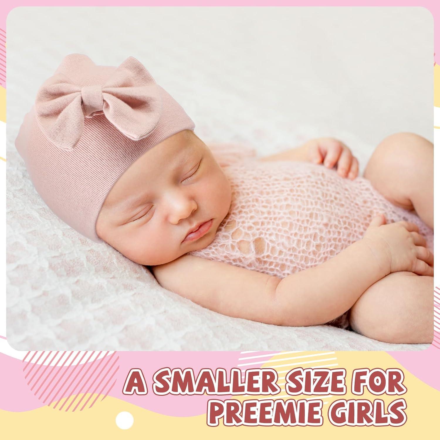 Gorros para Bebés Prematuros Cuffbow 4 Pcs Algodón Lazo