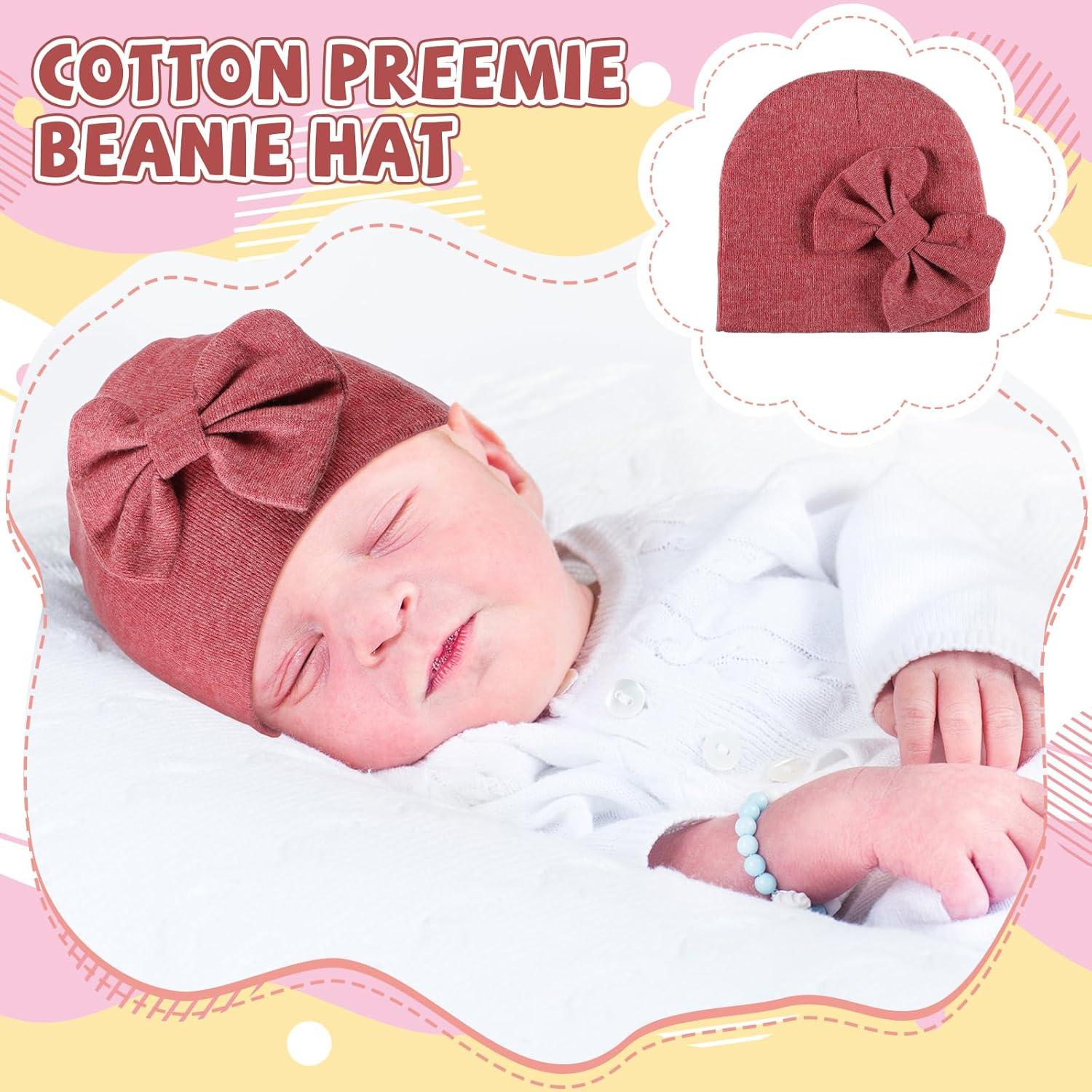 Gorros para Bebés Prematuros Cuffbow 4 Pcs Algodón Lazo