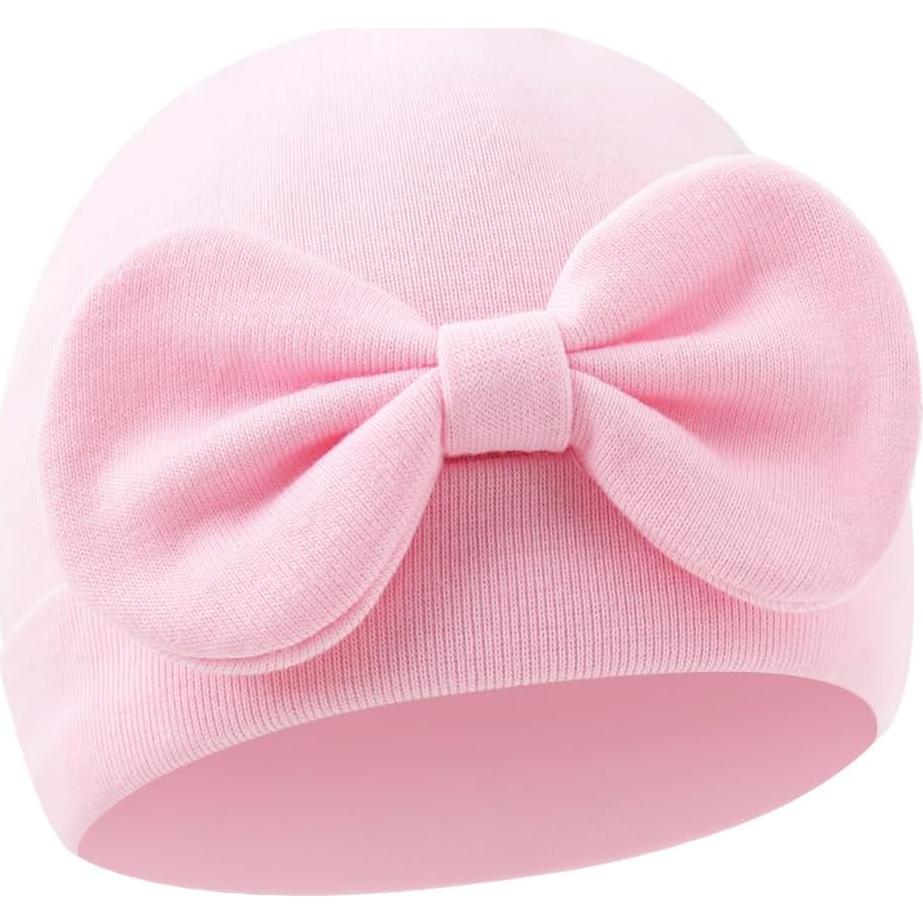 Gorro Beanie para Bebé Niña Algodón con Lazo 0-6 Meses