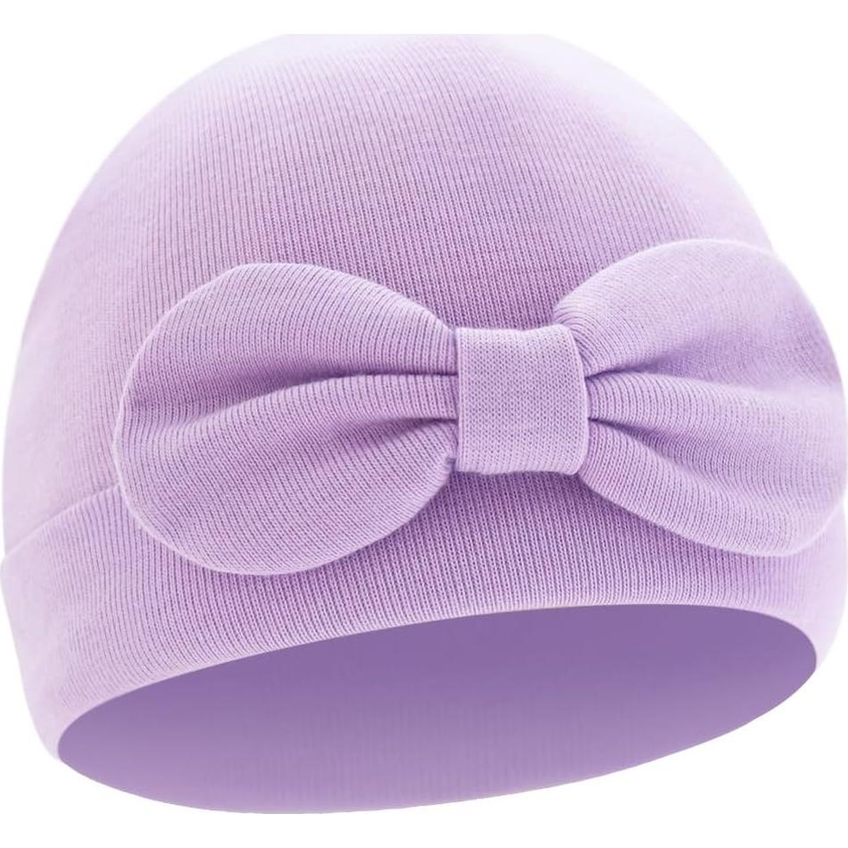 Gorro Beanie para Bebé Niña Algodón con Lazo 0-6 Meses