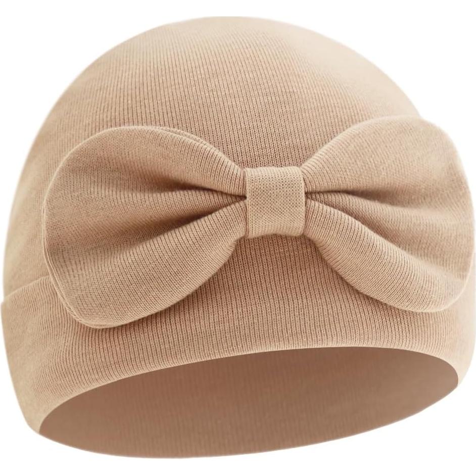 Gorro Beanie para Bebé Niña Algodón con Lazo 0-6 Meses
