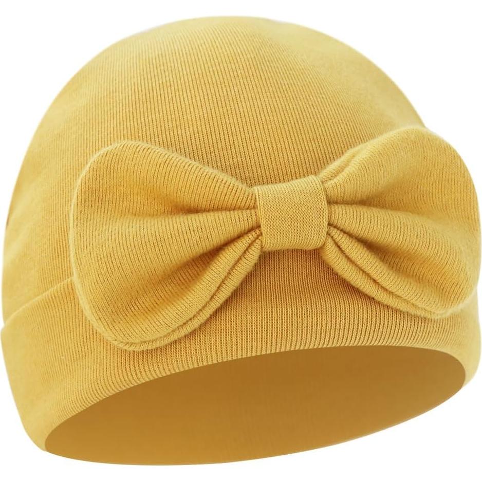 Gorro Beanie para Bebé Niña Algodón con Lazo 0-6 Meses