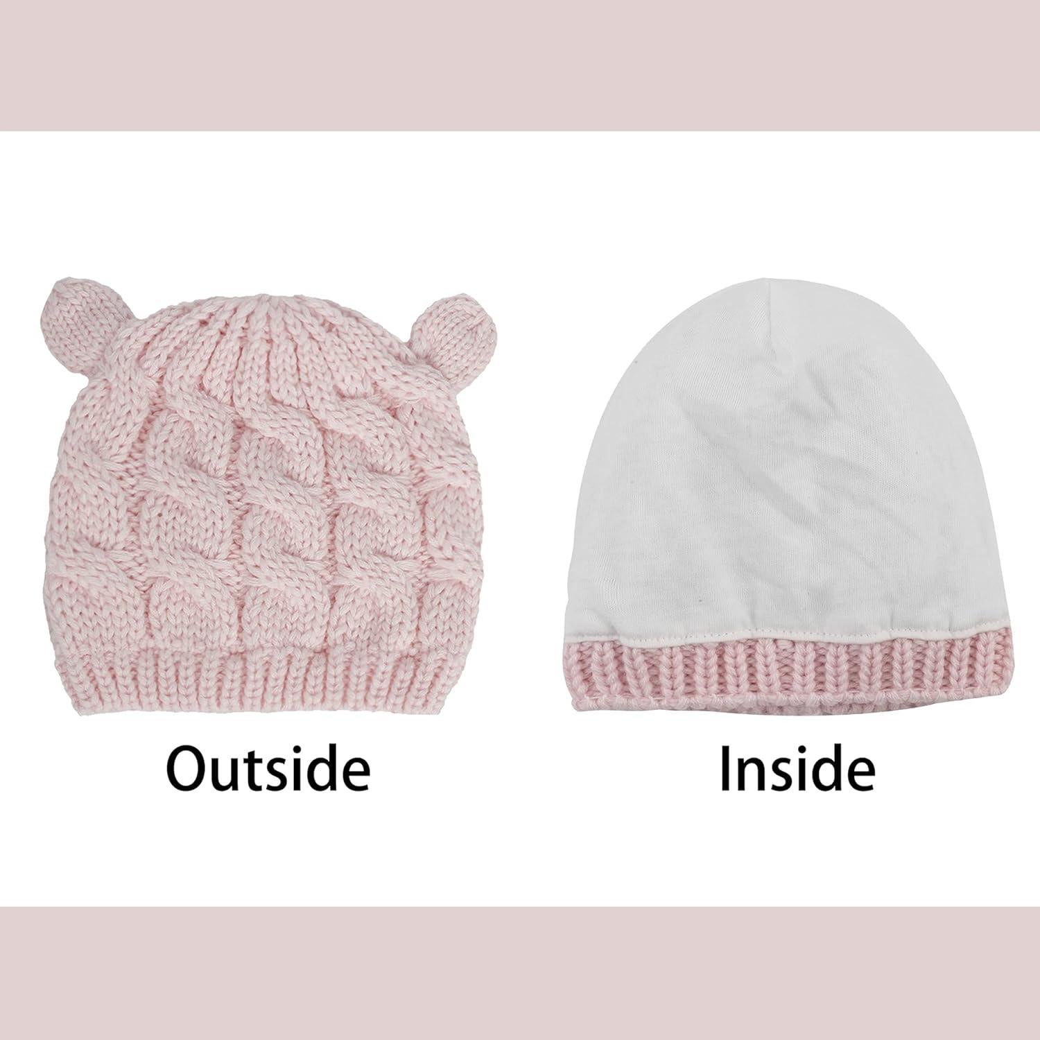 Conjunto Gorro y Guantes Bebé Rosa Suave 3-6 Meses