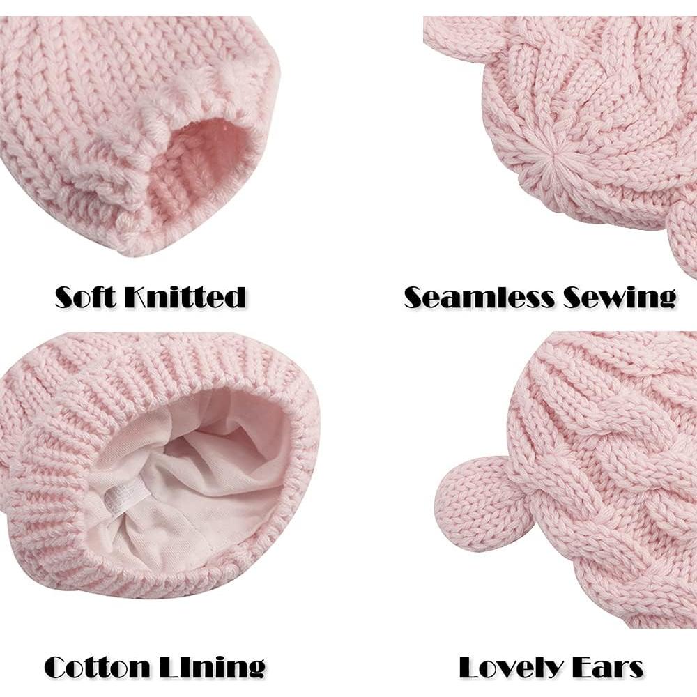 Conjunto Gorro y Guantes Bebé Rosa Suave 3-6 Meses